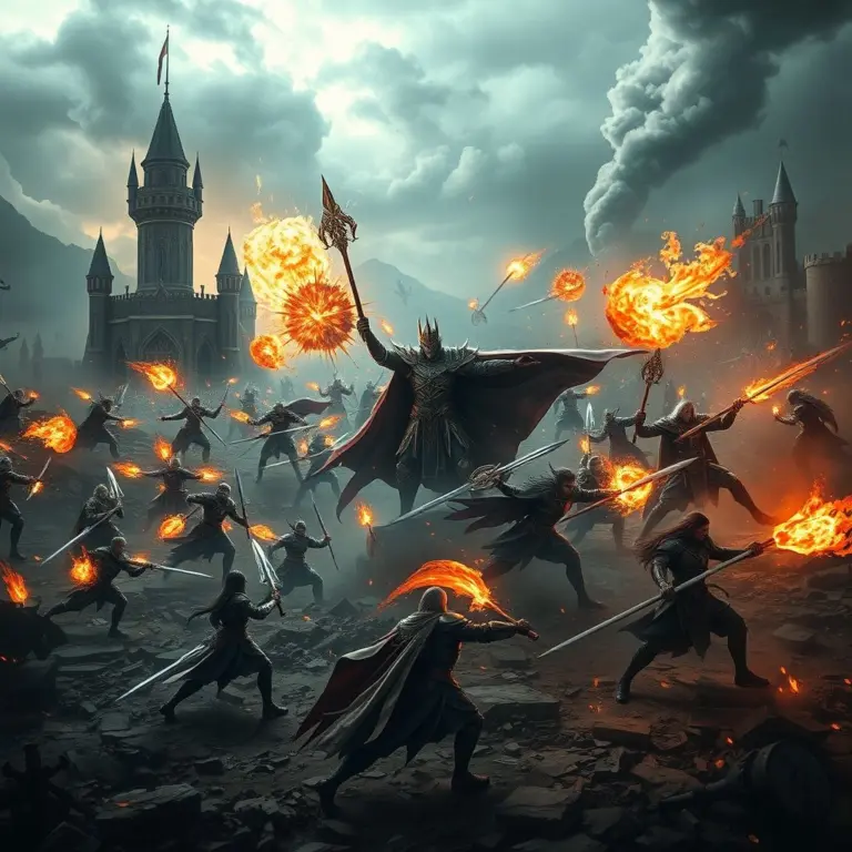 Fantasy battle led by a Saint King against celestial realms.