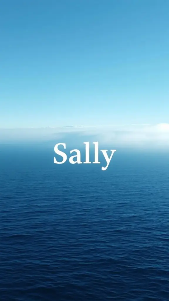 Bauhaus design with 'Sally' on blue ocean, fog, reflections.