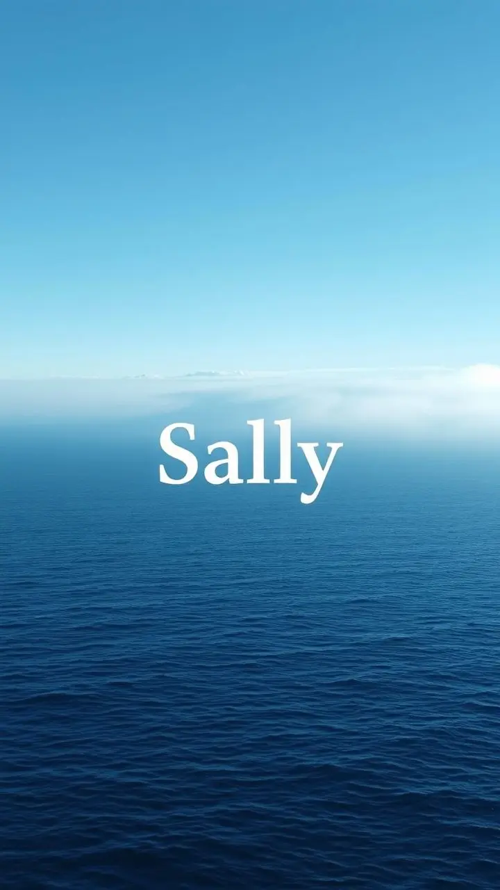 Bauhaus design with 'Sally' on blue ocean, fog, reflections.