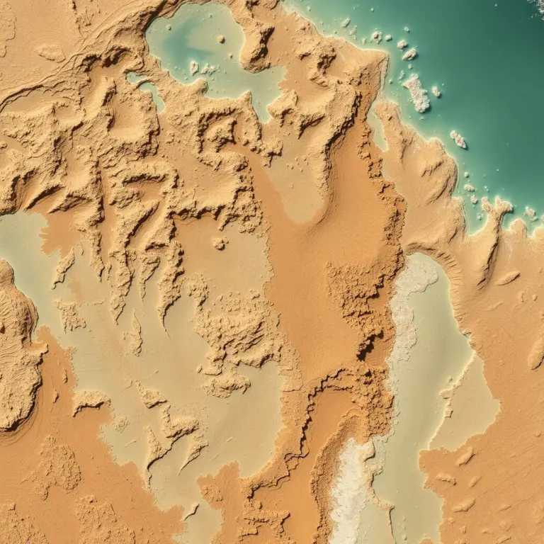 Abstract satellite-like landscape texture with erosion patterns.