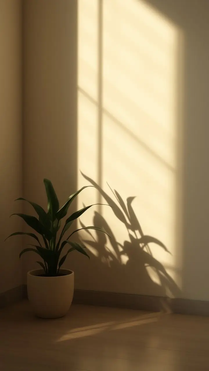 Scene with soft lighting and diffused shadows creating a calm atmosphere.