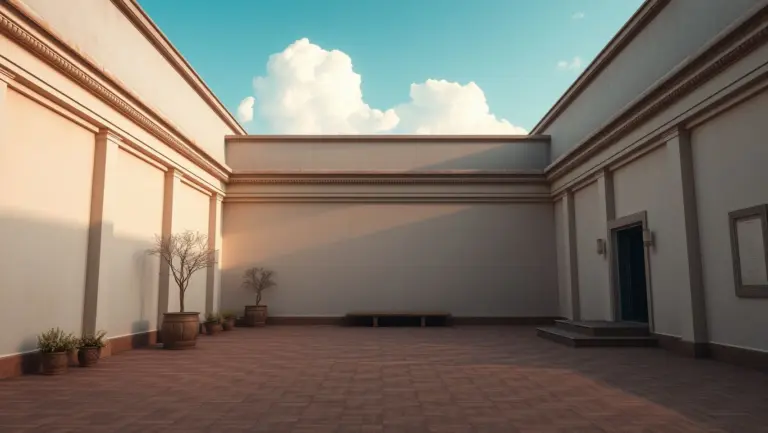 A highly detailed, photorealistic image with an empty and peaceful atmosphere.
