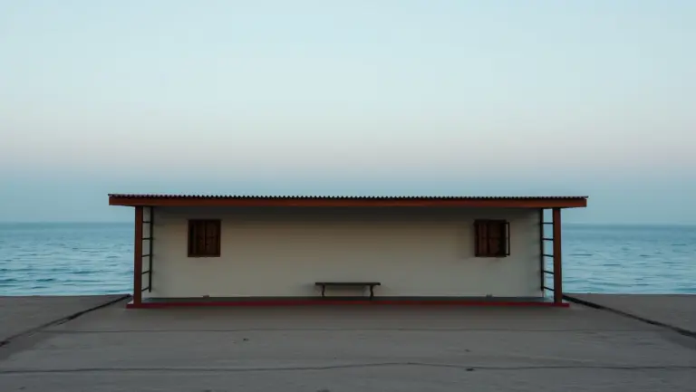 A hyper-realistic, empty, and serene scene.