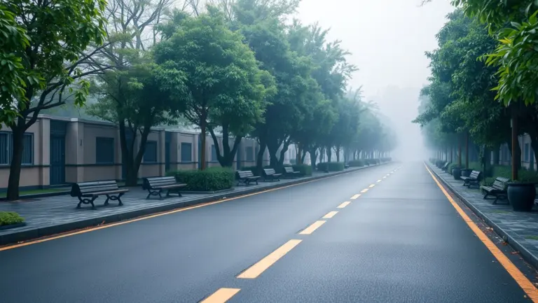 A hyper-realistic landscape at dawn.