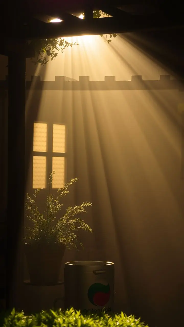 Scene with soft, diffused sunlight creating a calm atmosphere with gentle shadows.