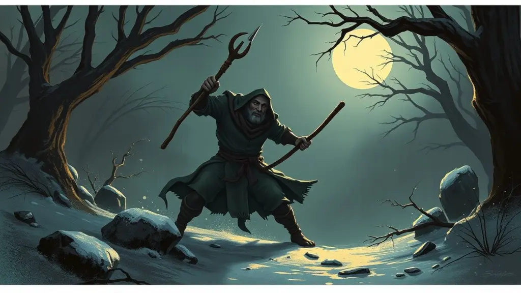 A silhouetted thief in a dark setting.