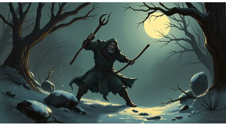 A silhouetted thief in a dark setting.