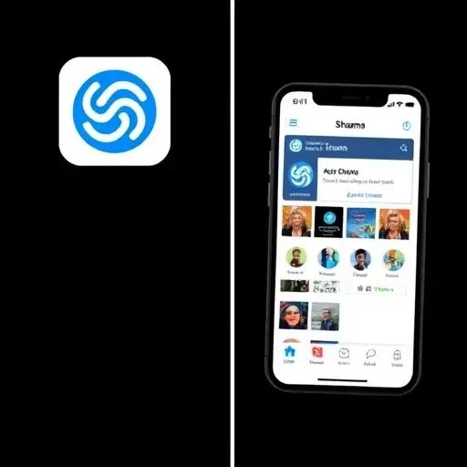 Shazam app interface showing music recognition.