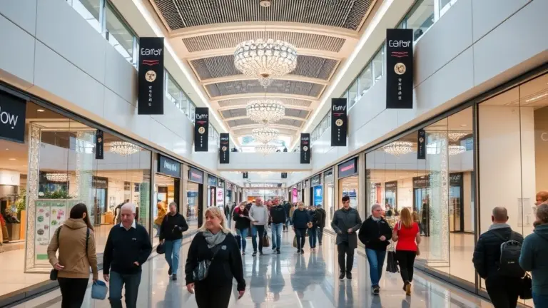 People shopping in a mall.