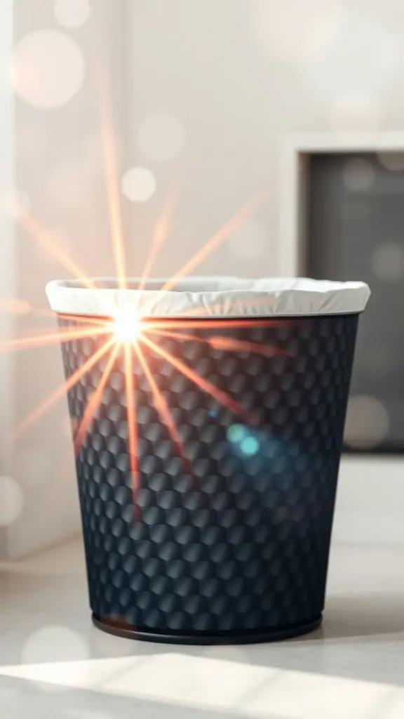 Sleek foldable laundry basket with carbon bubble pattern and light flares.