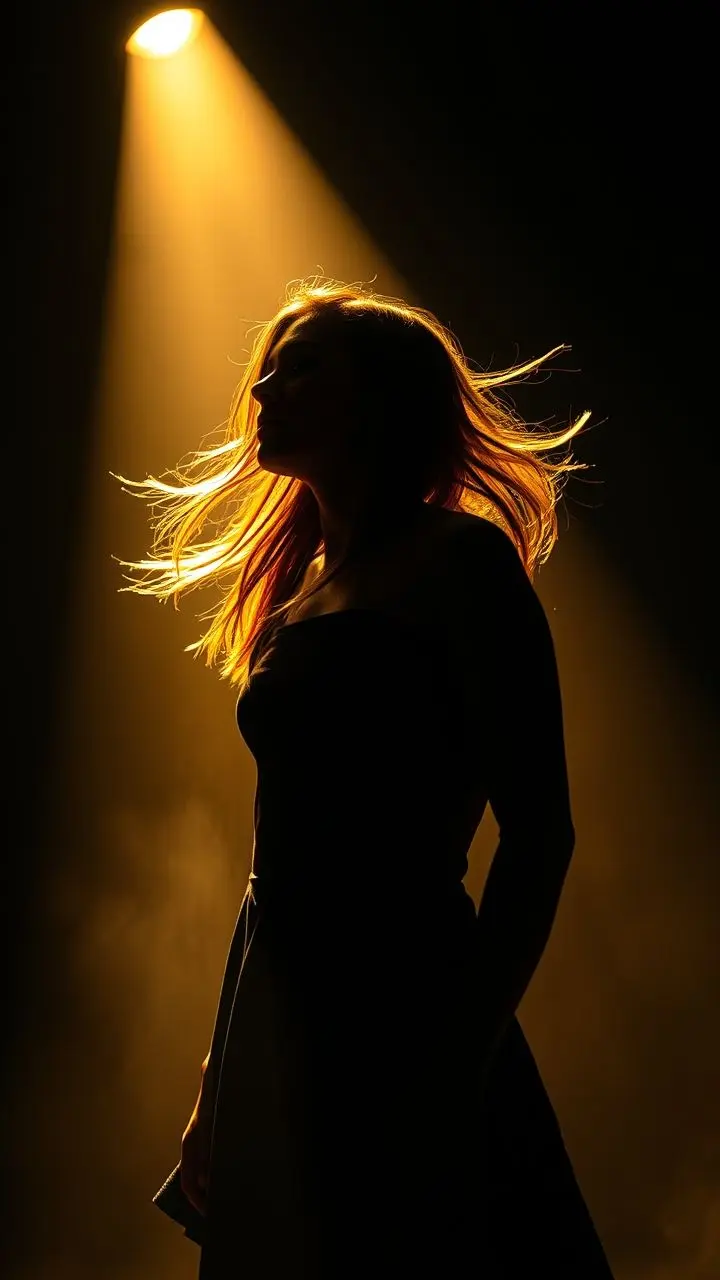 Figure in a spotlight with rim lighting