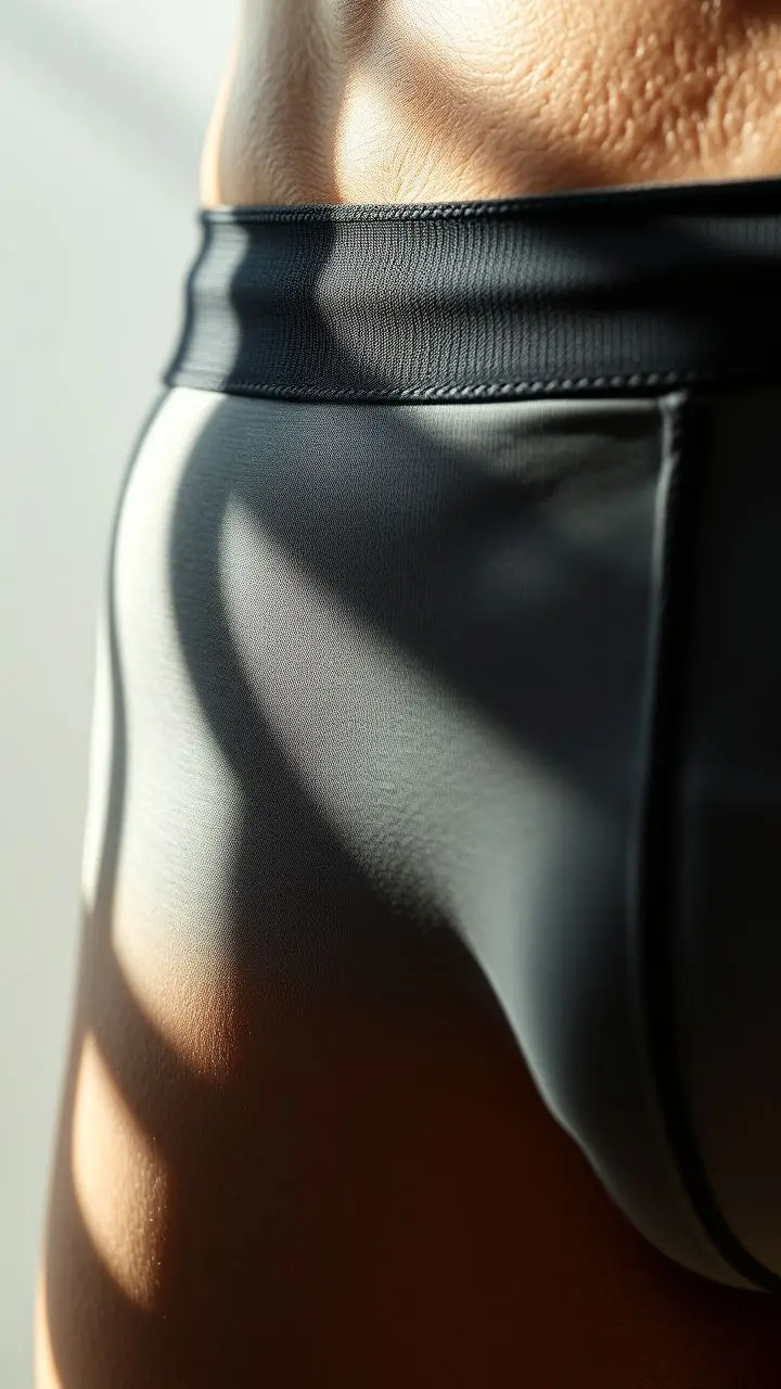 Close-up of men's underwear, soft fabric, spring/summer comfort.