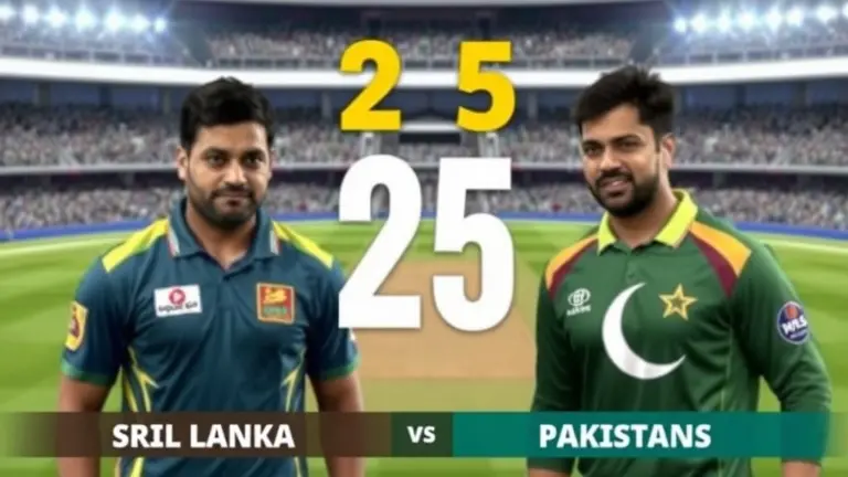 Cricket players in action during a Sri Lanka vs Pakistan match.