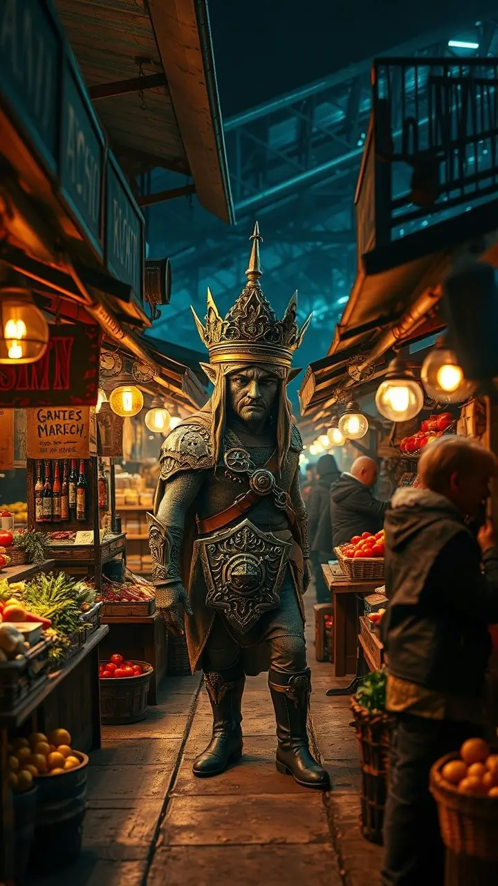 Steampunk Link figure at a vintage market stall.