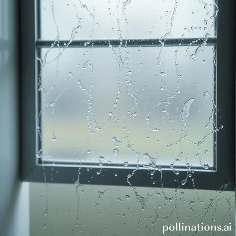Steamy window with water drops