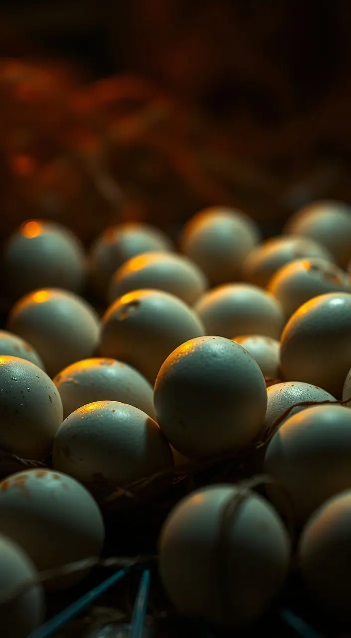 White eggs in dramatic lighting.