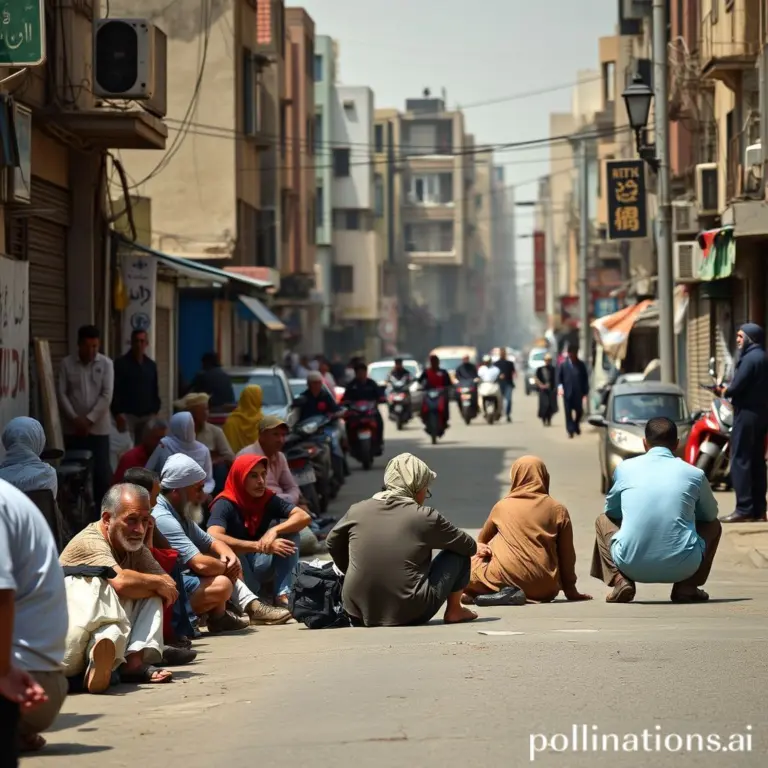 People gathered on a street in Iraq.