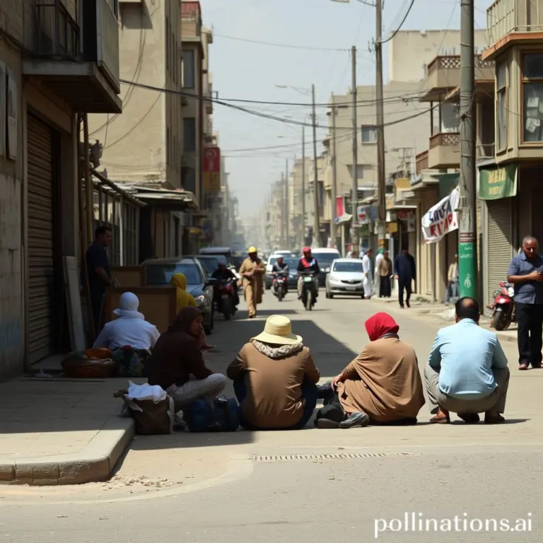 People sitting in Iraqi streets.