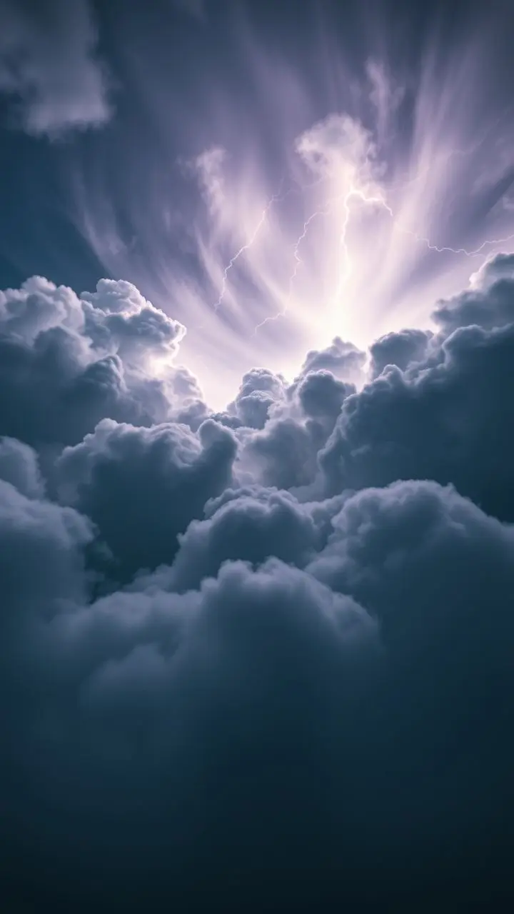 Time-lapse of swirling clouds and snow during a blizzard warning with lightning.