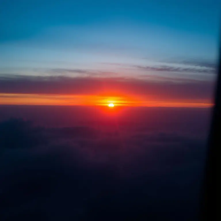 Sunset seen through a window