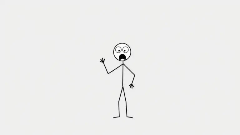 Minimalist stick figure with a surprised expression.