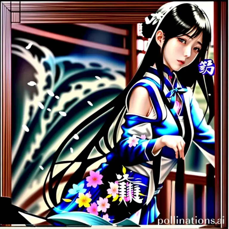 Surrealist painting of a woman in a kimono in a bathhouse with milk.