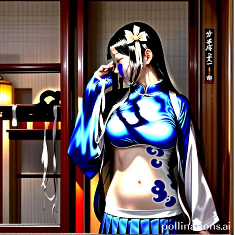 Surreal painting of a geisha in a bathtub.