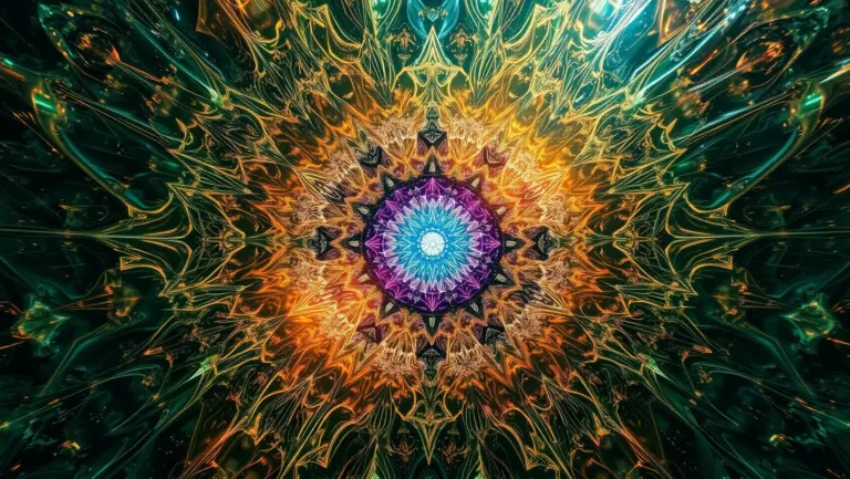 Surreal abstract art with intricate details and vibrant colors.