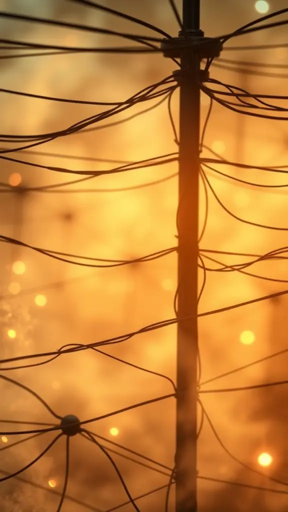 Conceptual image of an energy grid with democratic elements, impressionist style.