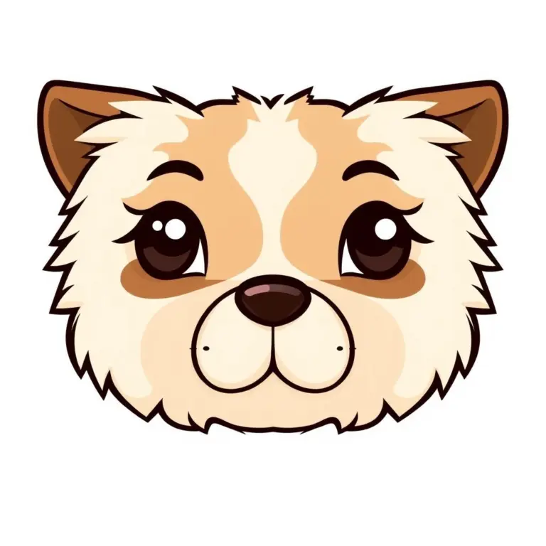 Symmetrical line art of a cartoon dog's face.