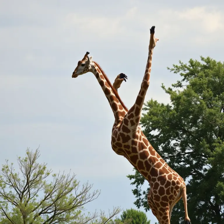 A giraffe doing a somersault.