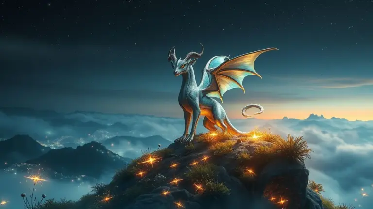Otherworldly creature on a hill under starlit sky