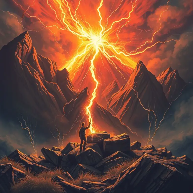A person battling a fierce storm, representing willpower.