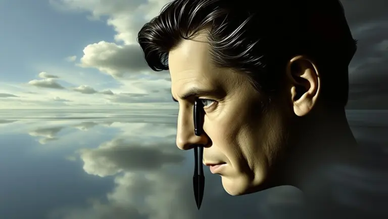 Man with no reflection in Dalí style