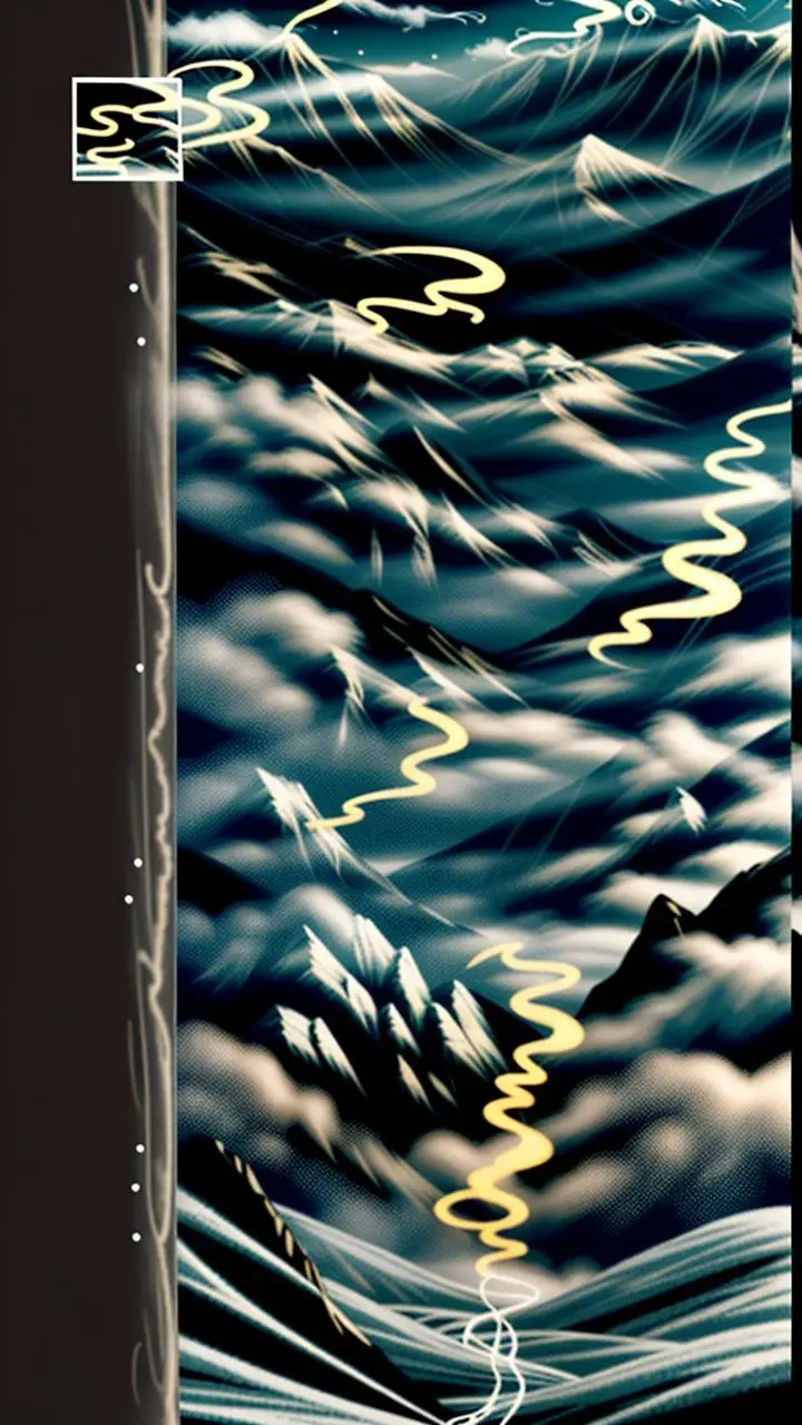 Correction tape forming a dynamic whorl pattern with social symbols, under a pre-dawn sky with smoky textures.