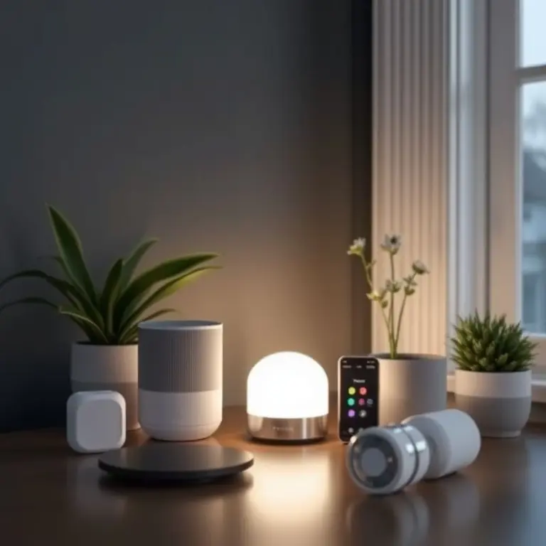 Modern living room with integrated smart home devices