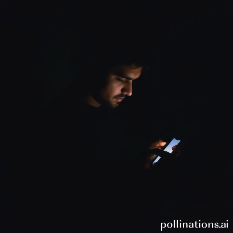 Silhouette of a man looking at a glowing phone screen in a dark room.