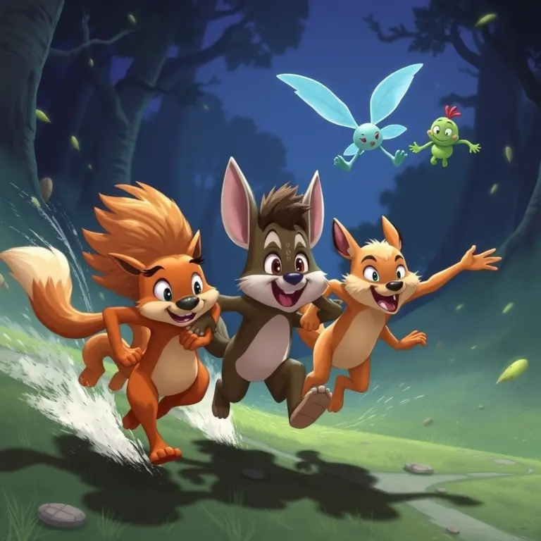 Animals escaping a sprite.