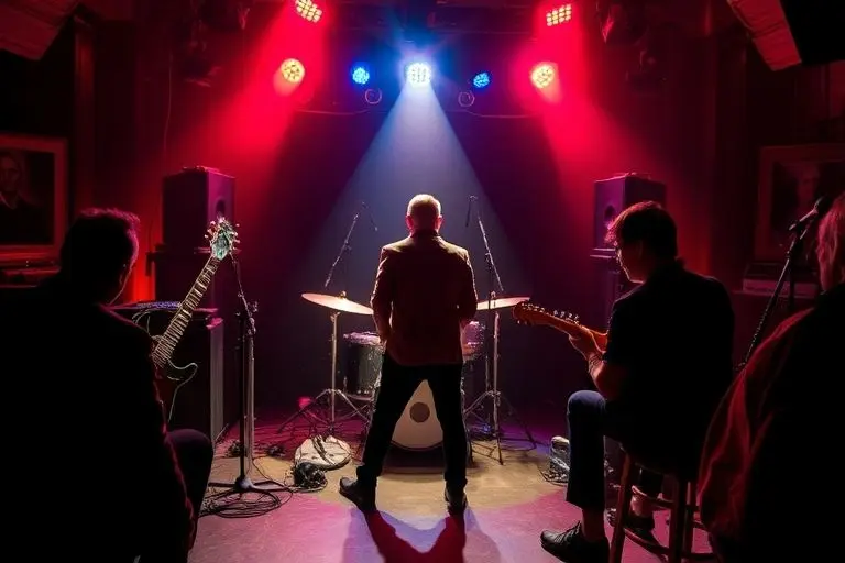 A music manager working with papers.