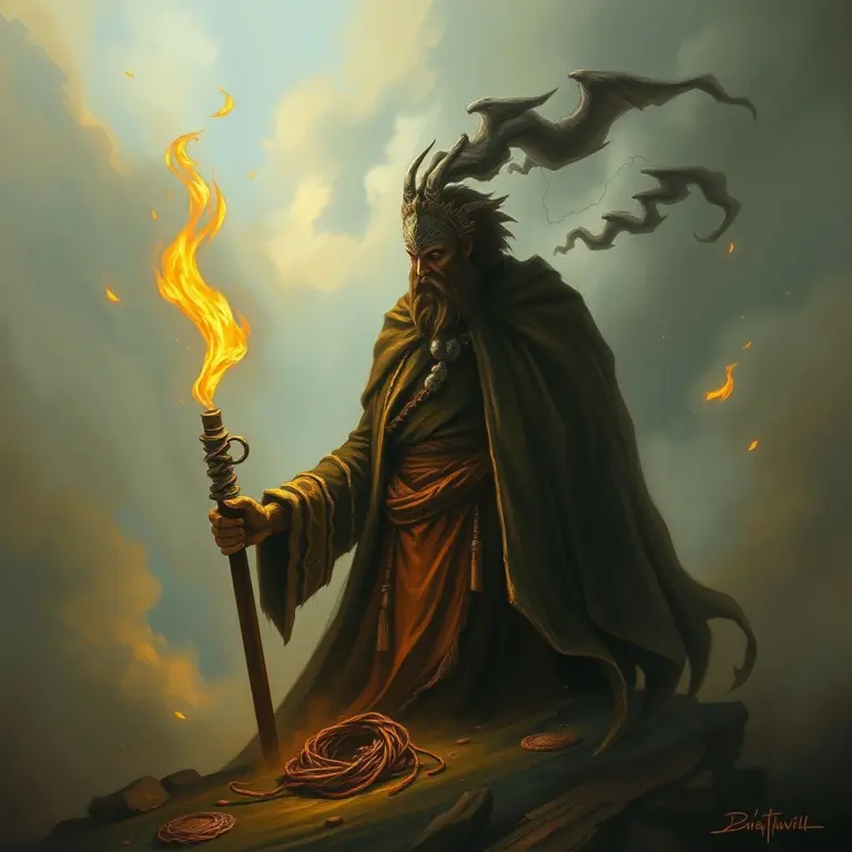 Oil painting showing a person focusing intensely, symbolizing the power of will.