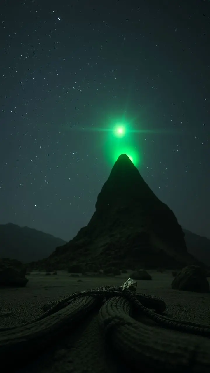 Abstract visualization of a tipping point in weather, with green flash and lens flare.