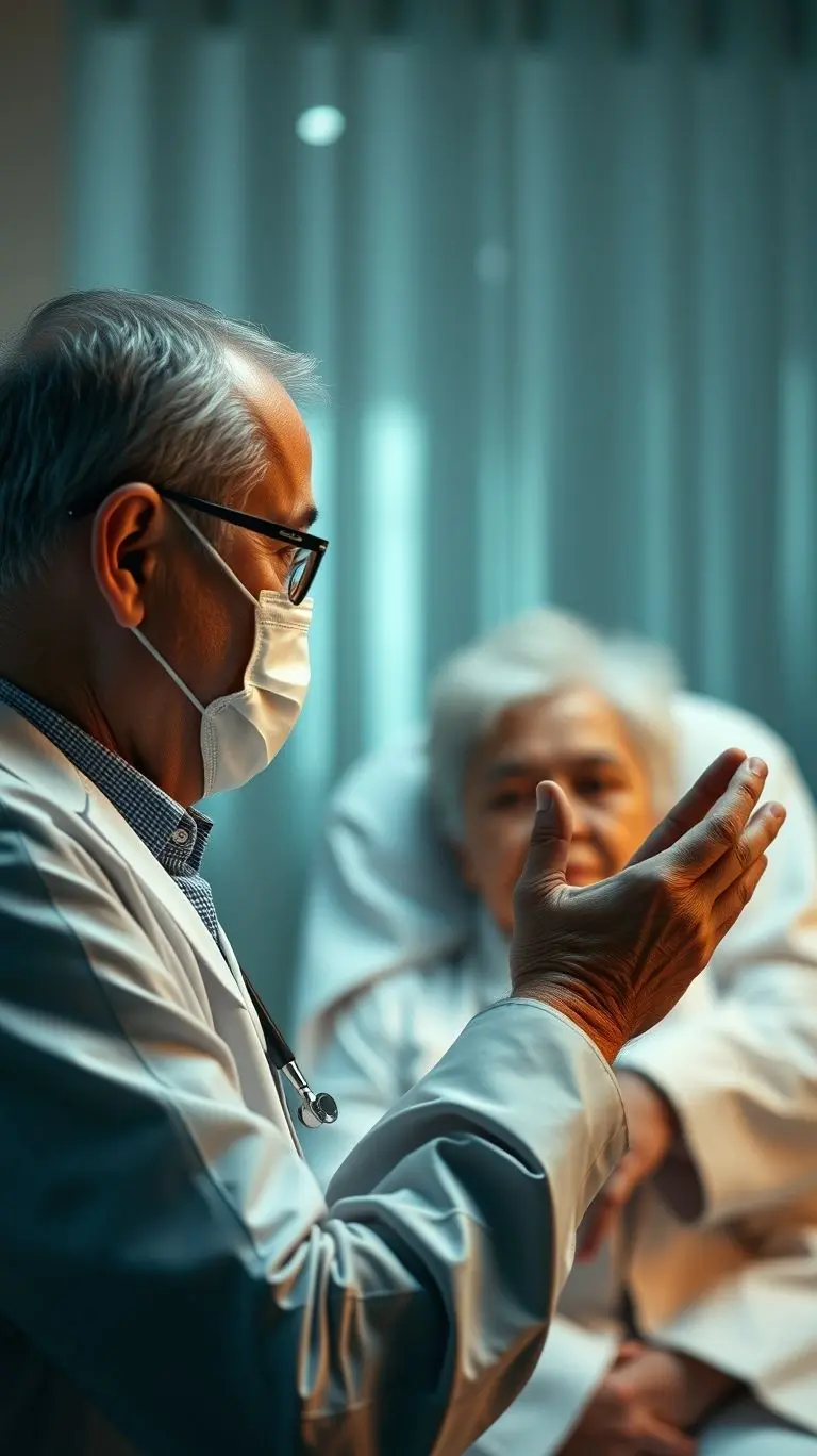 Psychiatrist and patient in a professional session, 35mm film look.