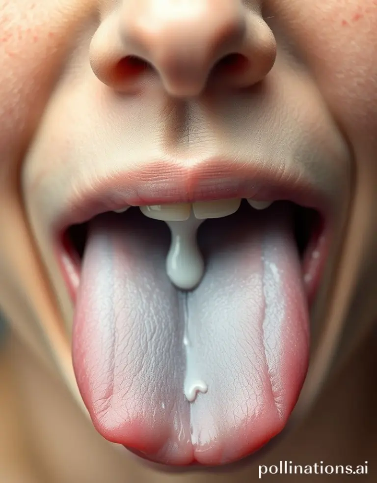 Pale bluish tongue with scalloped edges and white coating.