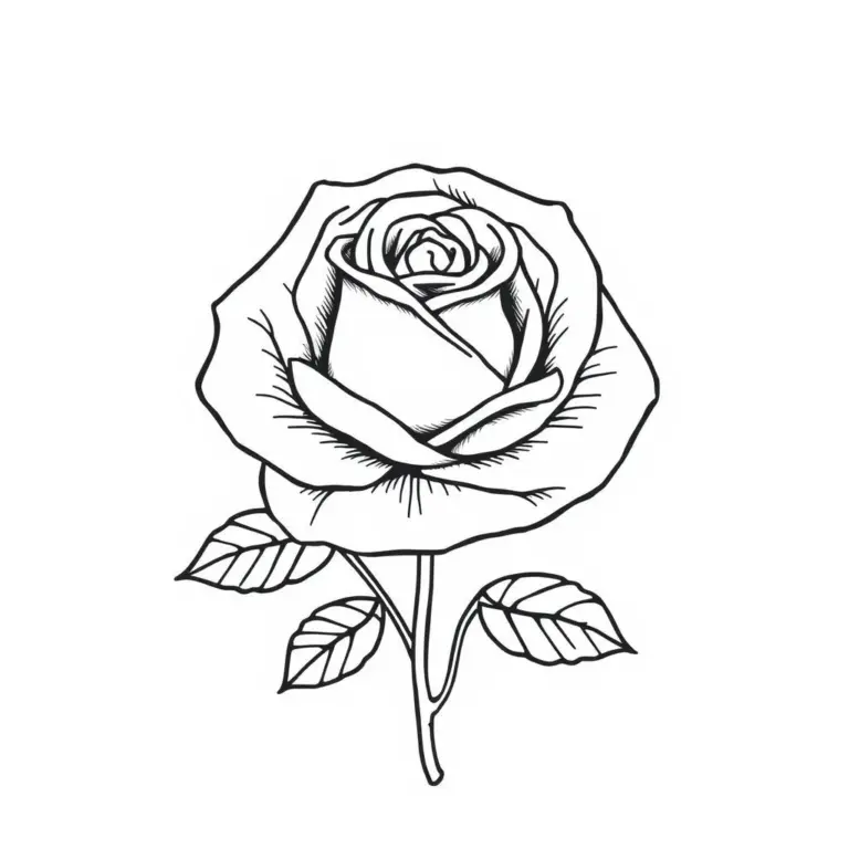 Black ink traditional rose tattoo.