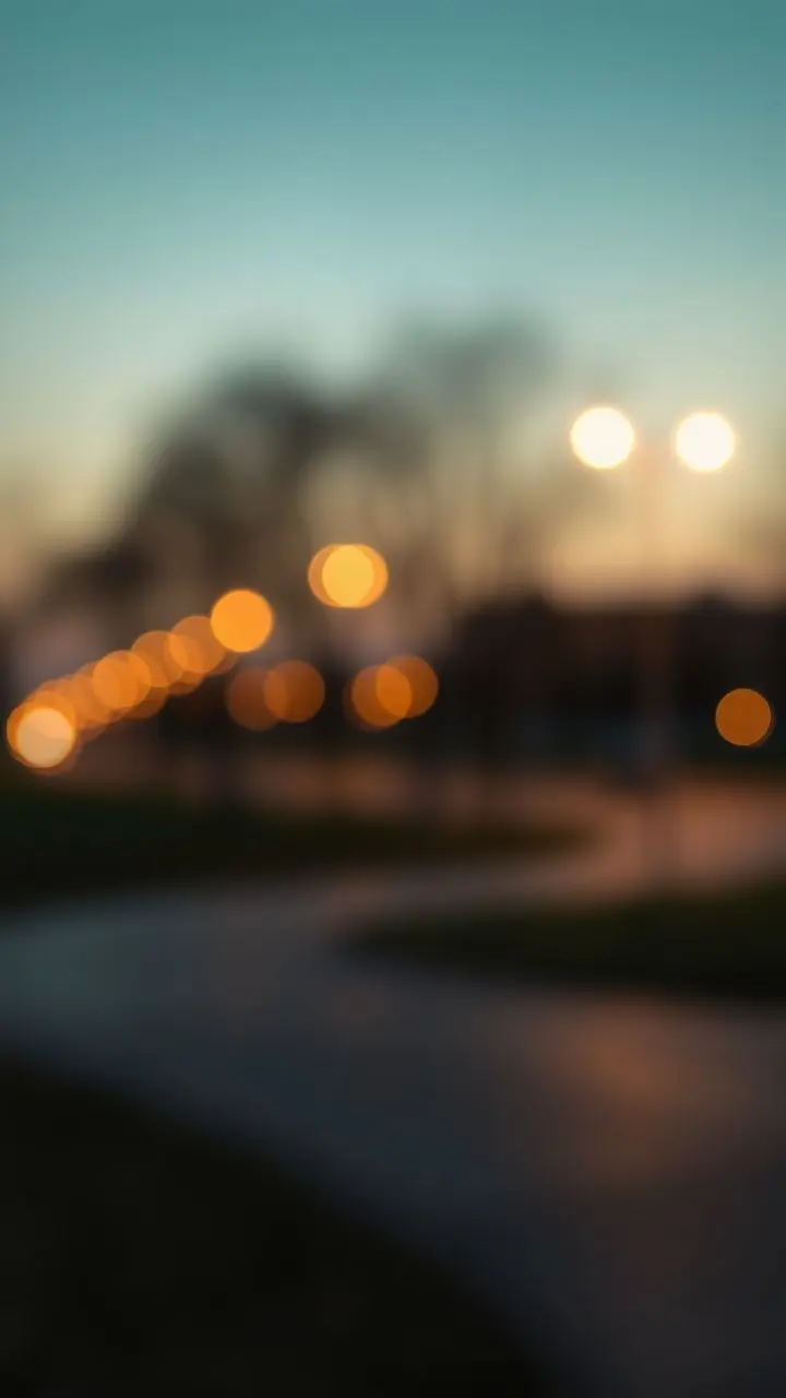Serene landscape at dusk with soft bokeh.
