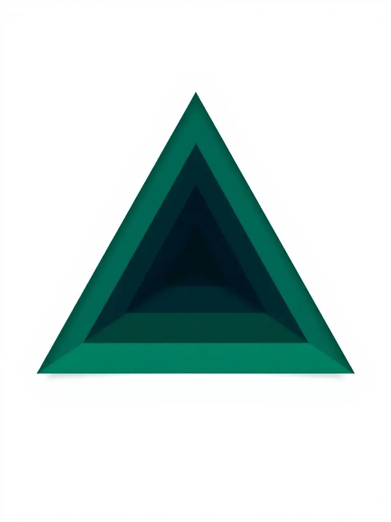 Triangolo con strati orizzontali in sfumature di azzurro e verde.