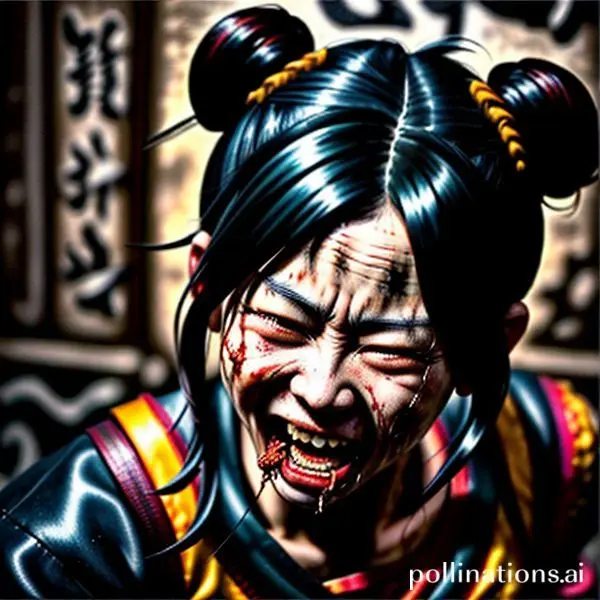Realistic depiction of Lu Xiaobu eating feces.