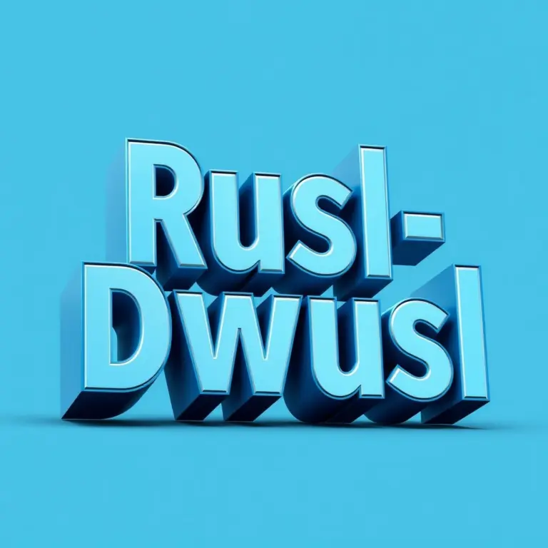 App cover design with 'Rusl-Dwusl' in large, angled 3D letters.