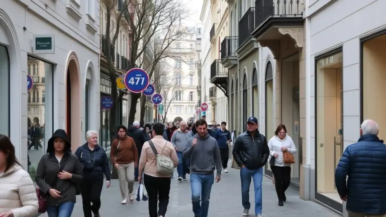 People walking on a city street.
