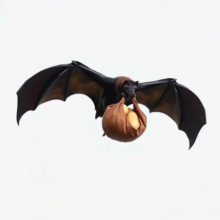 Vampire bat flying with potatoes on white background.